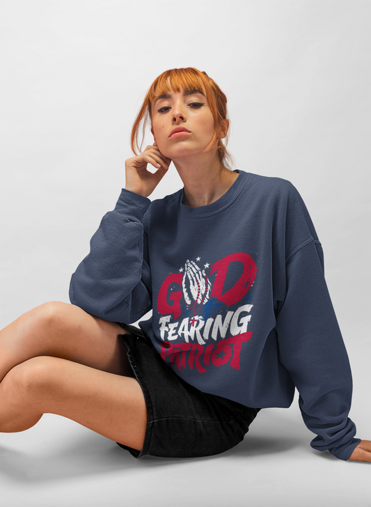 God Fearing Patriot Adidas Fleece Crewneck Sweatshirt - Front Design