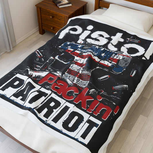 Pistol Packin' Patriot Velveteen Plush Blanket